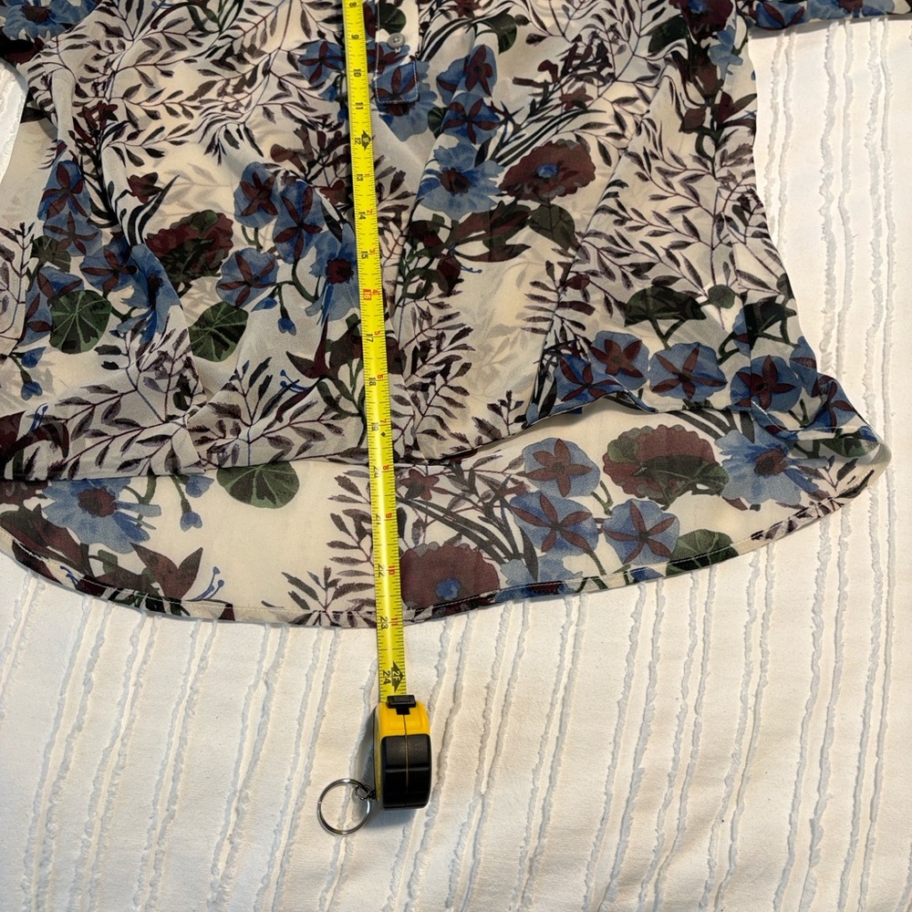 CAbi Victoria Floral Blouse - Blue, Purple, Green, and Cream - Picture 8 of 9